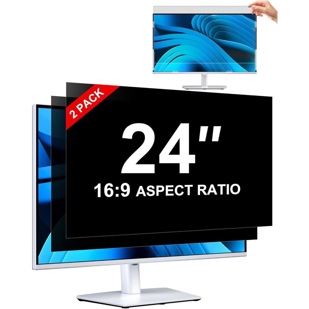 2 Pack 24 Inch Computer Privacy Screen for 16:9 Ratio Monitors Anti-Glare